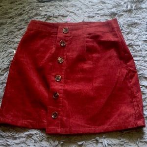 Ribbed red mini skirt